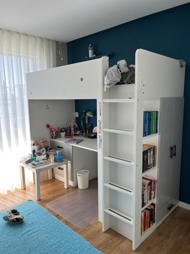 Cama Alta com secretaria Beliche - SMÅSTAD IKEA