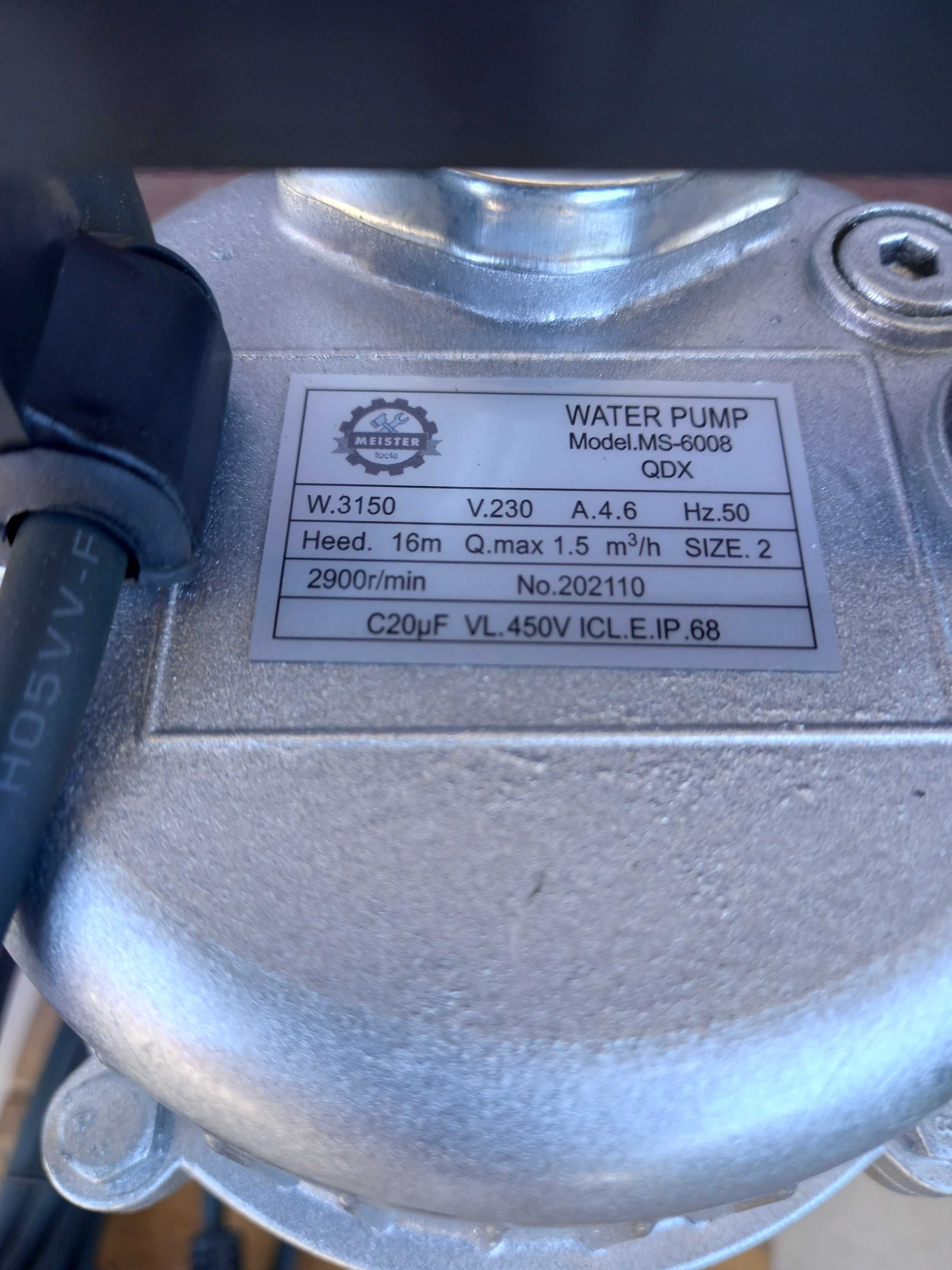 Pompa do brudnej i czystej wody z sitkiem 3150 W, Model - MS 6008