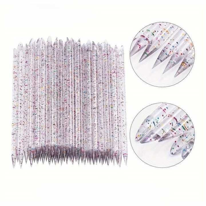 50x patyczki do skórek manicure pedicure wielorazowe brokat