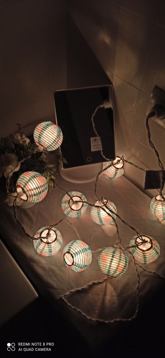 Girlanda świetlna lampki cotton zasilanie sieciowe dekoracje