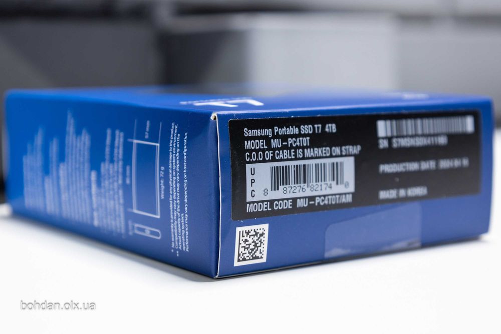 Samsung T7 4TB Portable SSD - Titan Gray (MU-PC4T0T)