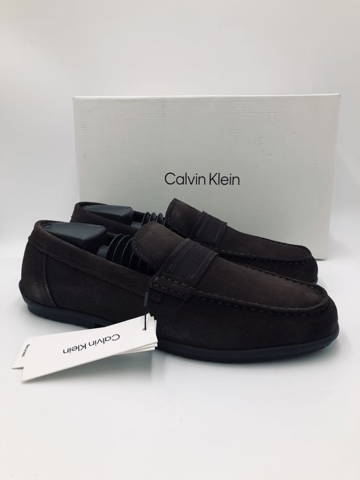 Nowe Skóra Oryginalne Mokasyny Męskie brązowe CK Calvin Klein 45