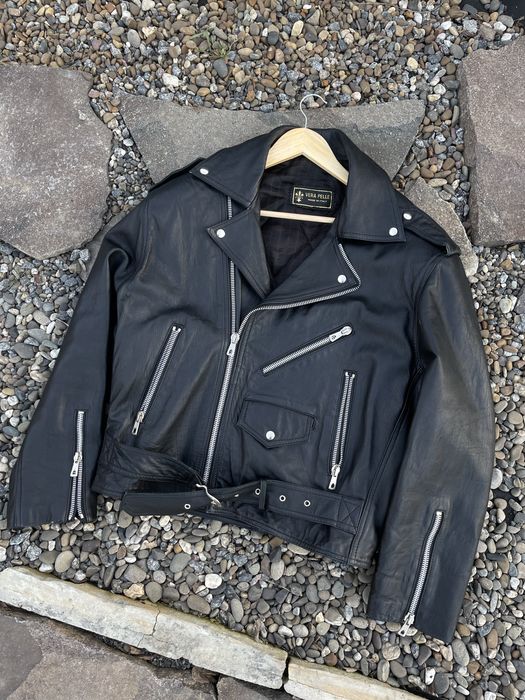 100% Шкіра чоловіча куртка косуха шкіряна чорна schott