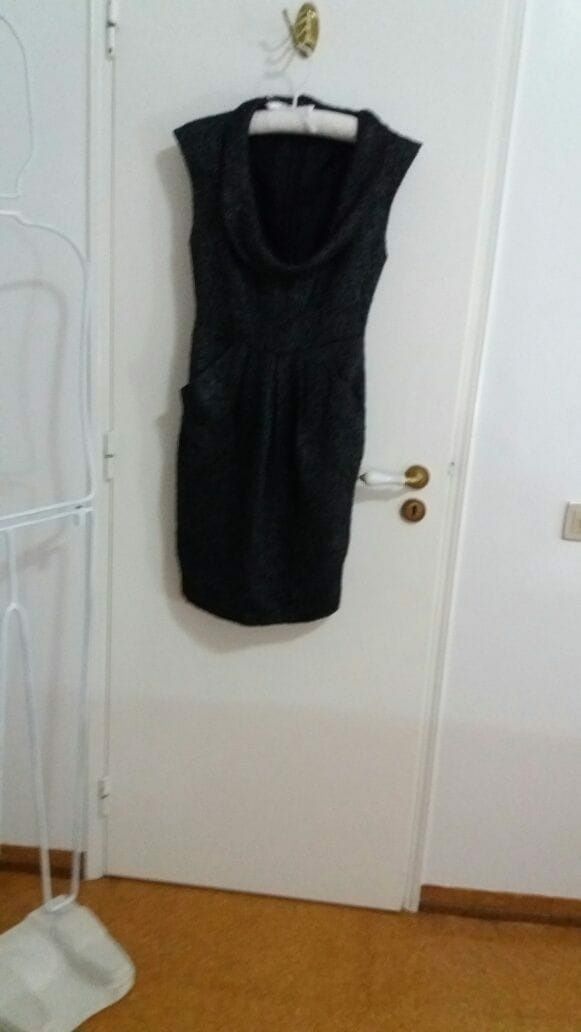 Vestido Zara em espinha  preto e cinzento