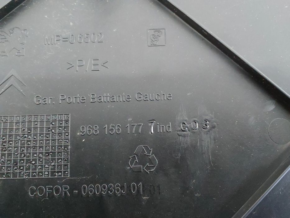 Forra porta / quartela trás esquerda PEUGEOT Partner (K9)