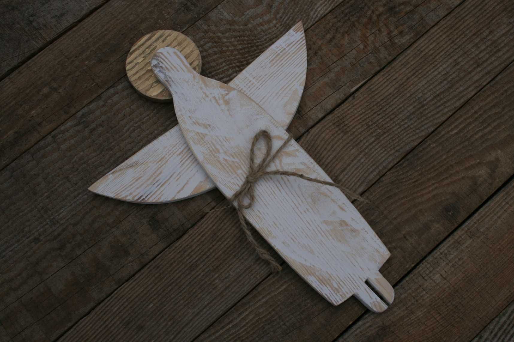 Anioł drewniany rustykalny rękodzieło dekoracja ścienna / na choinkę
