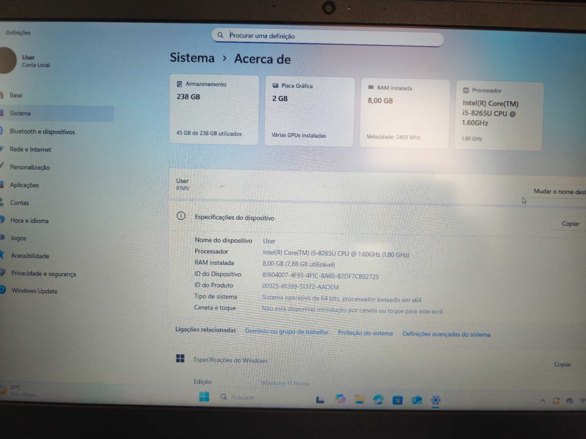 Lenovo S145 - i5-8265U | 8GB RAM | 256GB SSD | LED 15.6 FHD