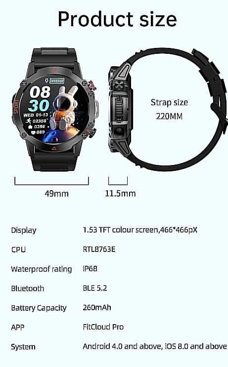 Zegarek Smartwatch Sportowy model 2024 PL