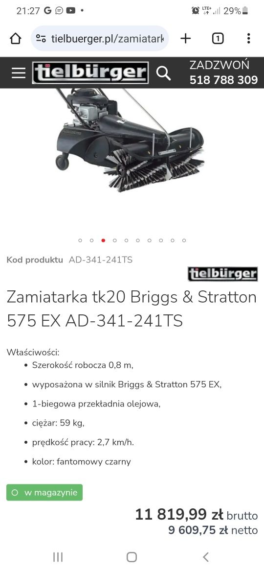 Zamiatarka spalinowa tk 20 briggs