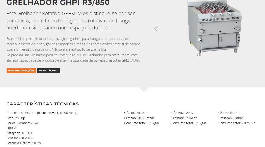 Grelhadores Gresilva GHPI R3/850 3 Grelhas