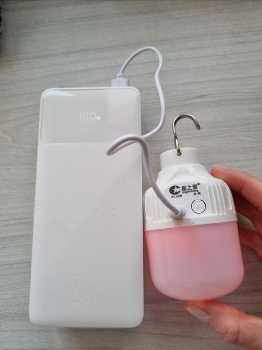 LED лампа ліхтар з usb-зарядкою 80w