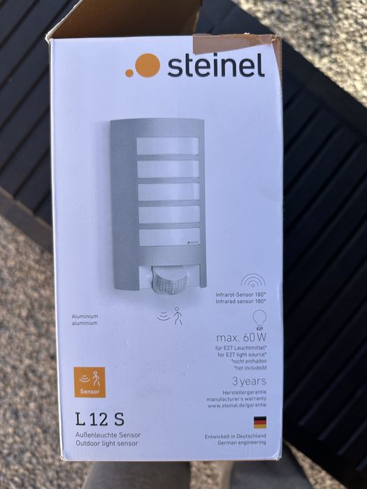 STEINEL Lampa zewnetrzna  L12 S Srebrna Czujnik ruchu Czujnik zmierzch