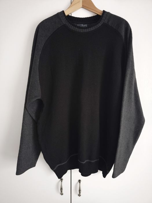 Ciepły sweter męski polar z wełną czarny XL