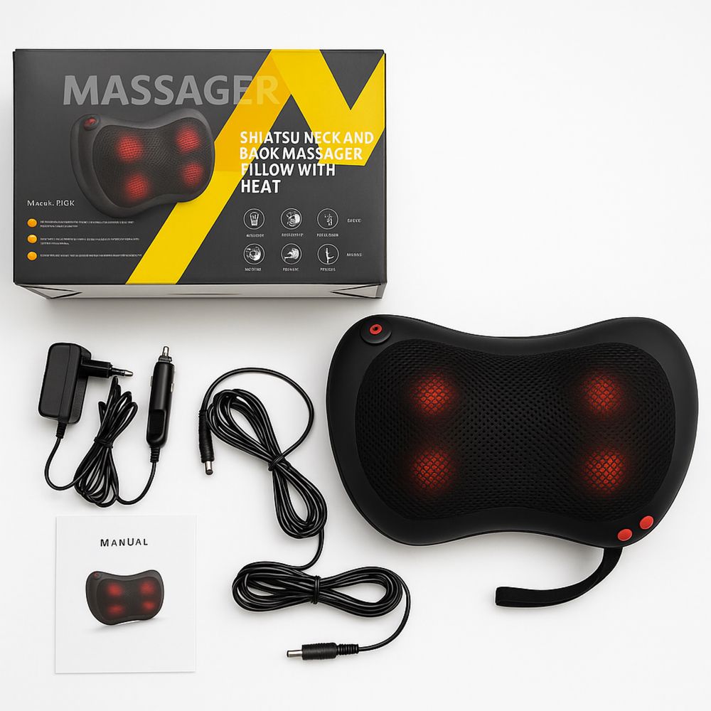 Нова масажна подушка Shiatsu з підігрівом адаптер 220В і автоадаптер