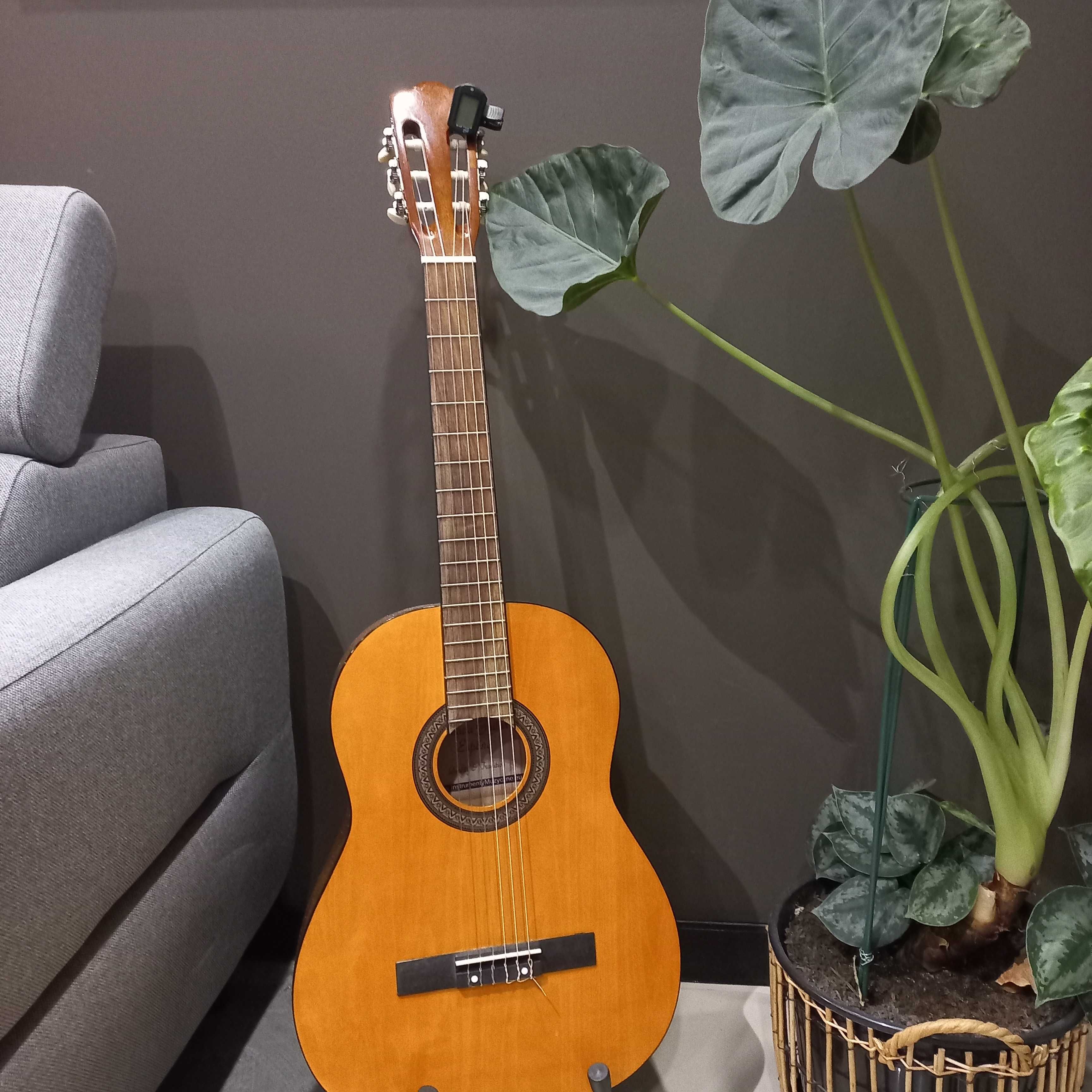 Gitara wraz ze stojakiem i stroikiem