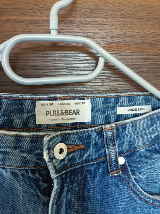 36 pull&bear Spodnie jeans super baggy niebieskie