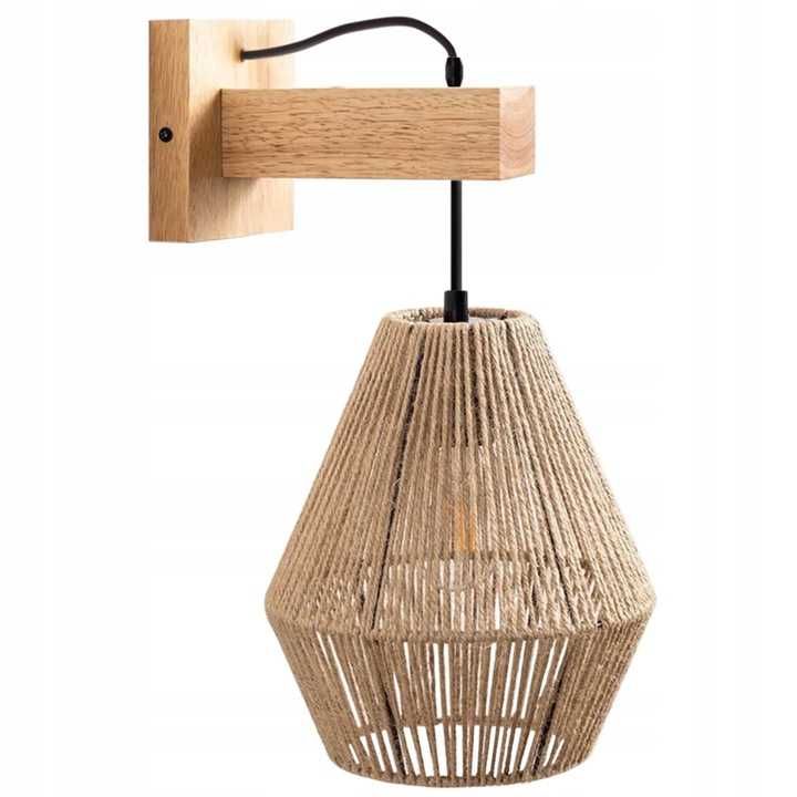 LAMPA ŚCIENNA KINKIET BOHO pleciony sznurek beżowy naturalny APP1149