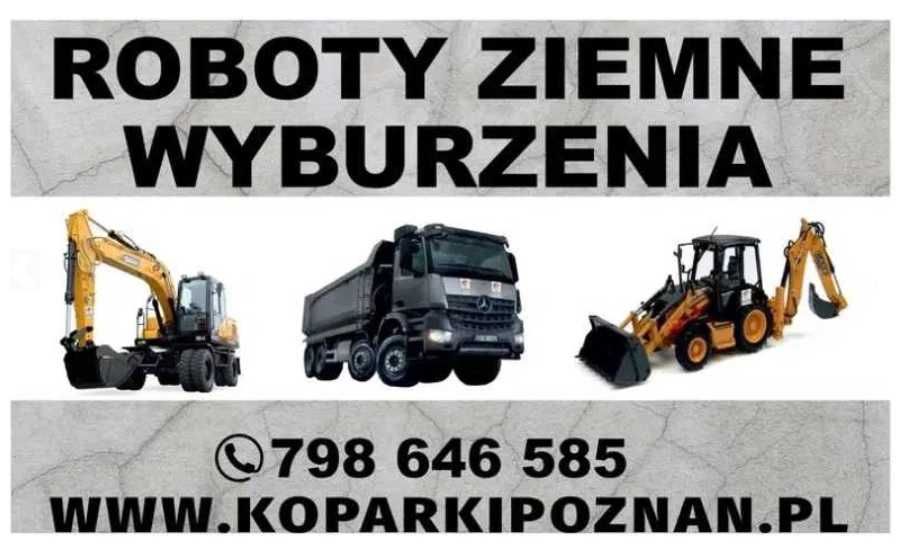 Wynajem z operatorem koparki, koparko ładow., zagęszczarki, wyburzenia