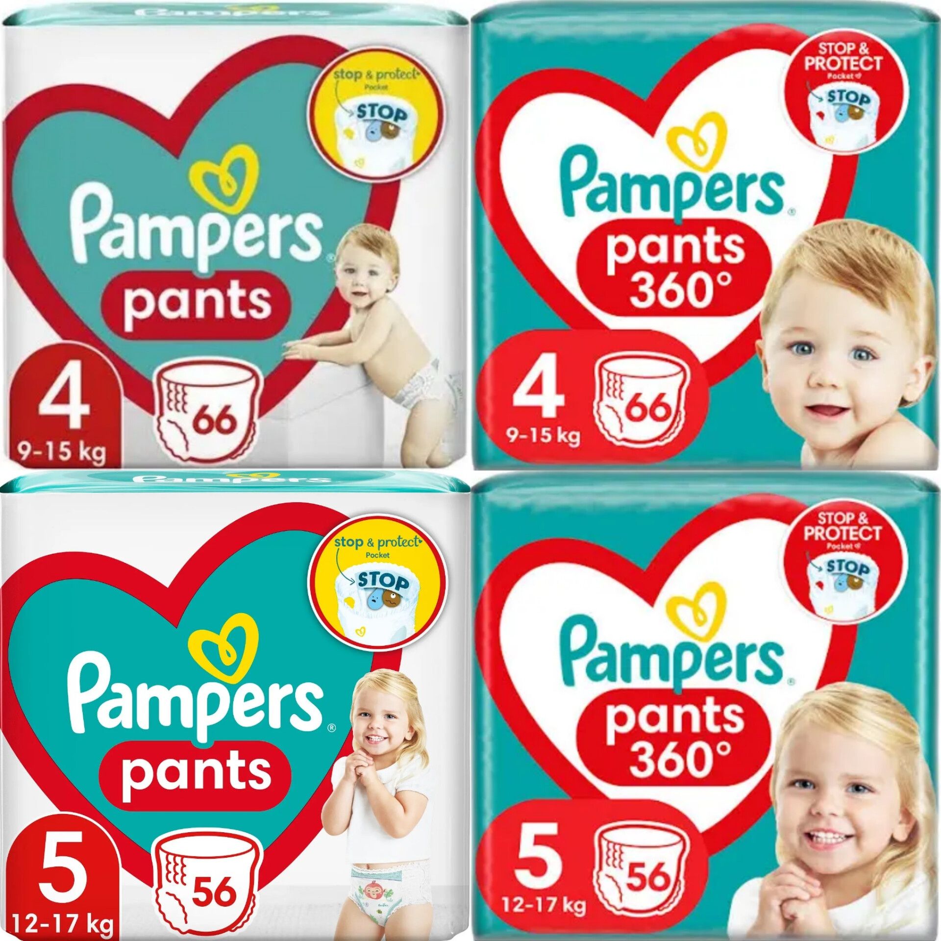 Трусики Pampers pants 4(66шт),5(56шт),підгузки-трусики Памперс