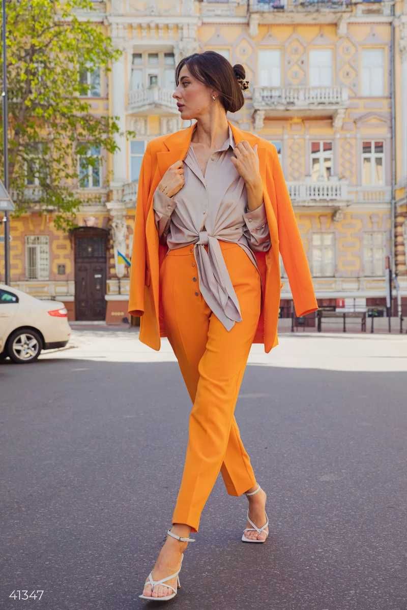 Ефектні оранжеві штани брюки gepur