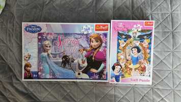 2× puzzle Frozen i Królewna Śnieżka i 7 krasnoludków 2 układanki 6+