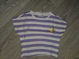T-shirt dziewczęcy w paseczki, rozmiar 104 i 116, Coccodrillo