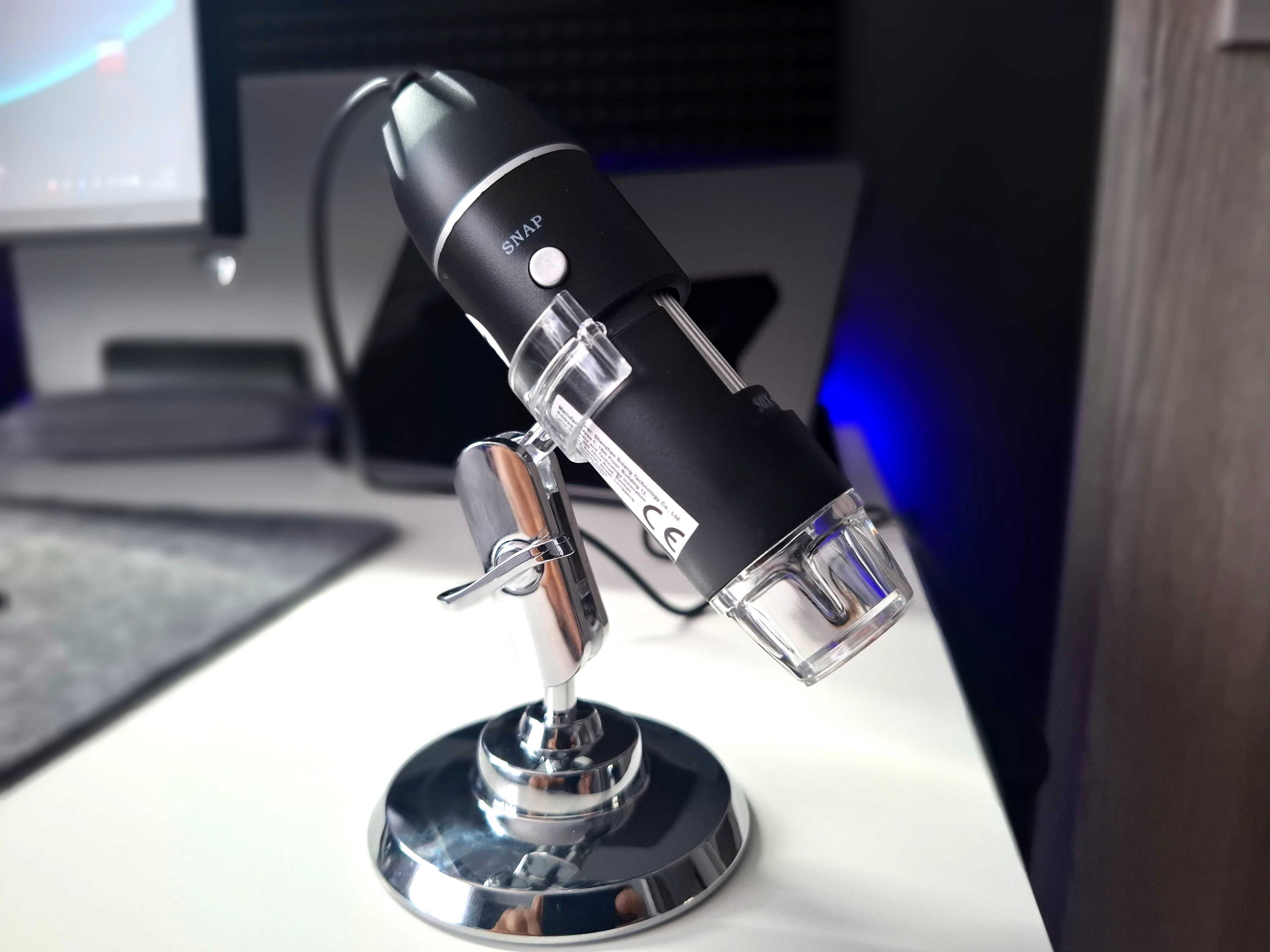 Cyfrowy Mikroskop 1600X 3w1 ze Stojakiem - LED USB/Type-C dla Android
