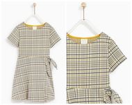Sukienka Zara 134 musztardowa żółta krata retro