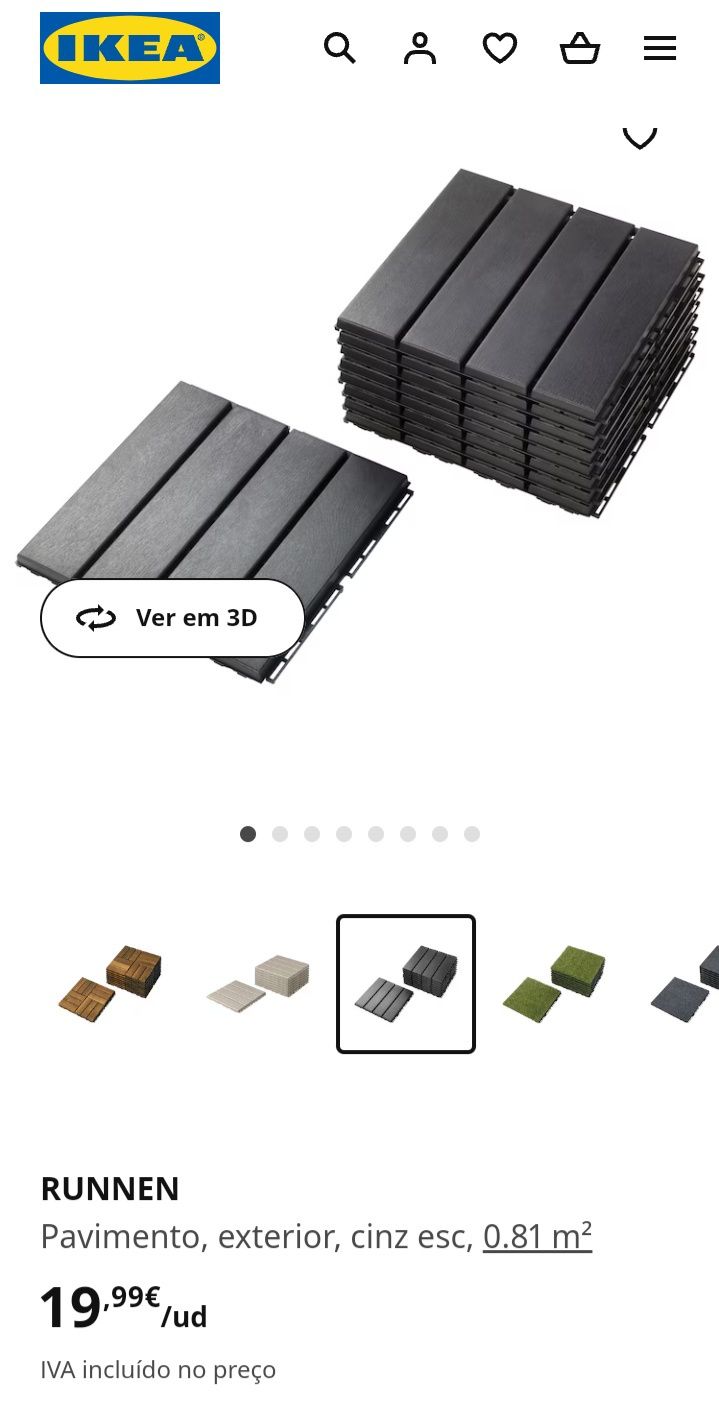 Pavimento Exterior RUNNEN IKEA Cinza claro e Cinza escuro