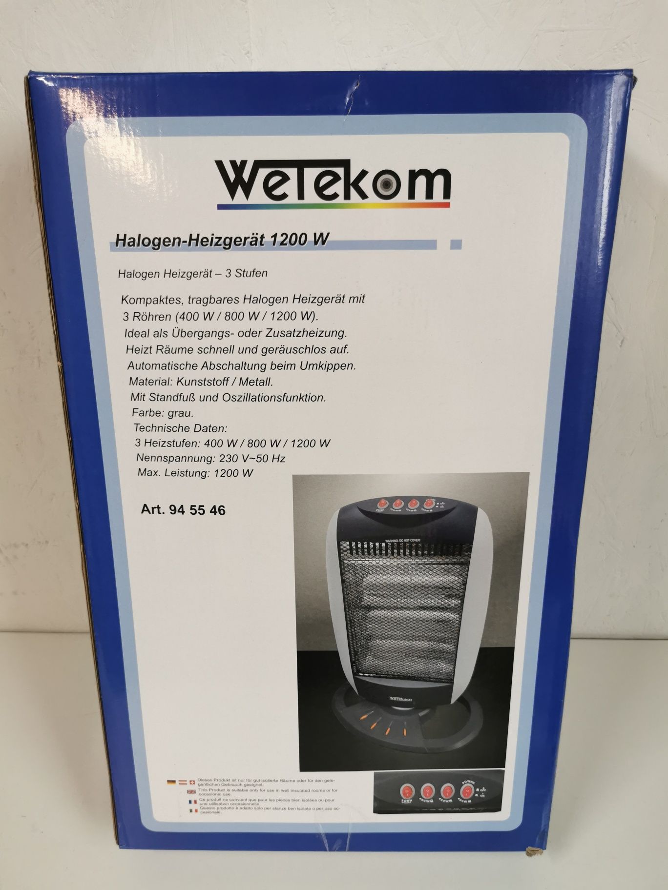 Grzejnik elektryczny Halogenowy 1200W Wetekom