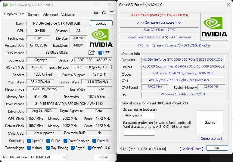 Gigabyte GeForce GTX 1060 Windforce OC 6G