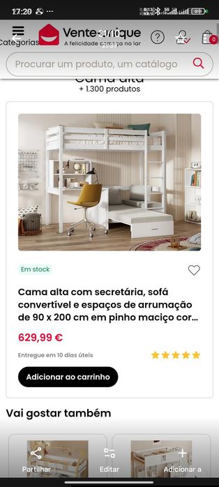 Beliche / cama alta com secretária e sofá cama como novo