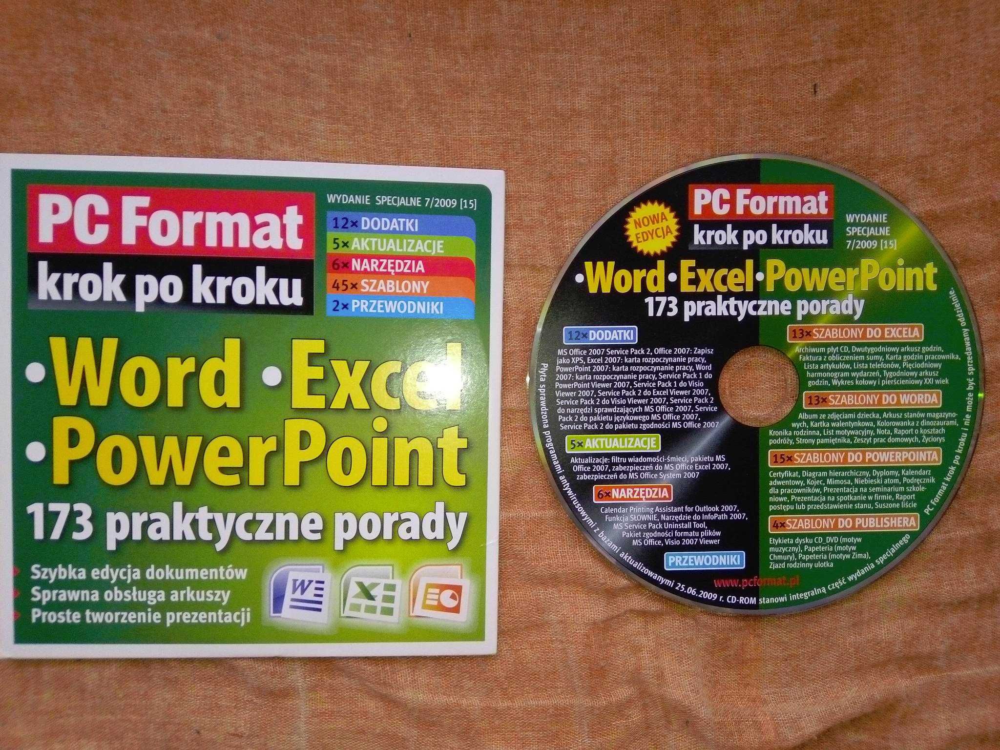 Pc Format krok po kroku 7 2009 Word Excel PowerPoint Gazeta + płyta CD