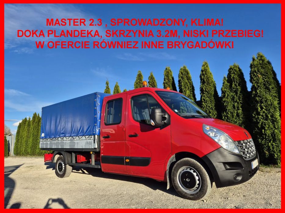 Renault MASTER 2.3 MAXI  Brygadówka Doka Plandeka Skrzynia 7-osób, Klima, Sprowadzony!