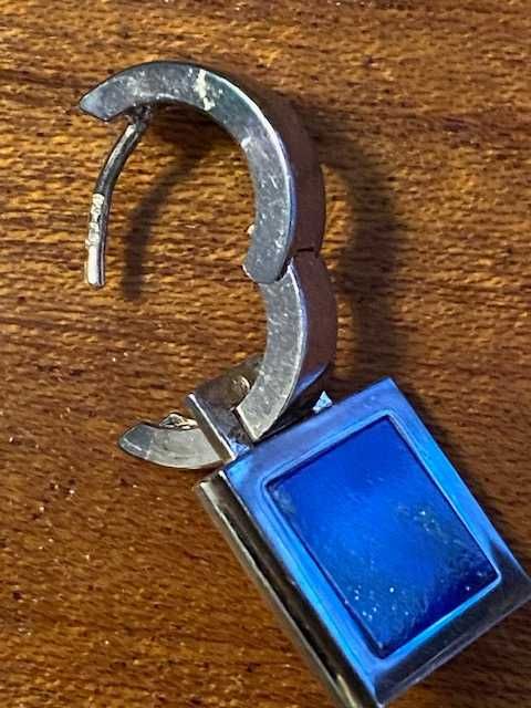 Brincos em prata com pedra azul  (jóias Orfeu)