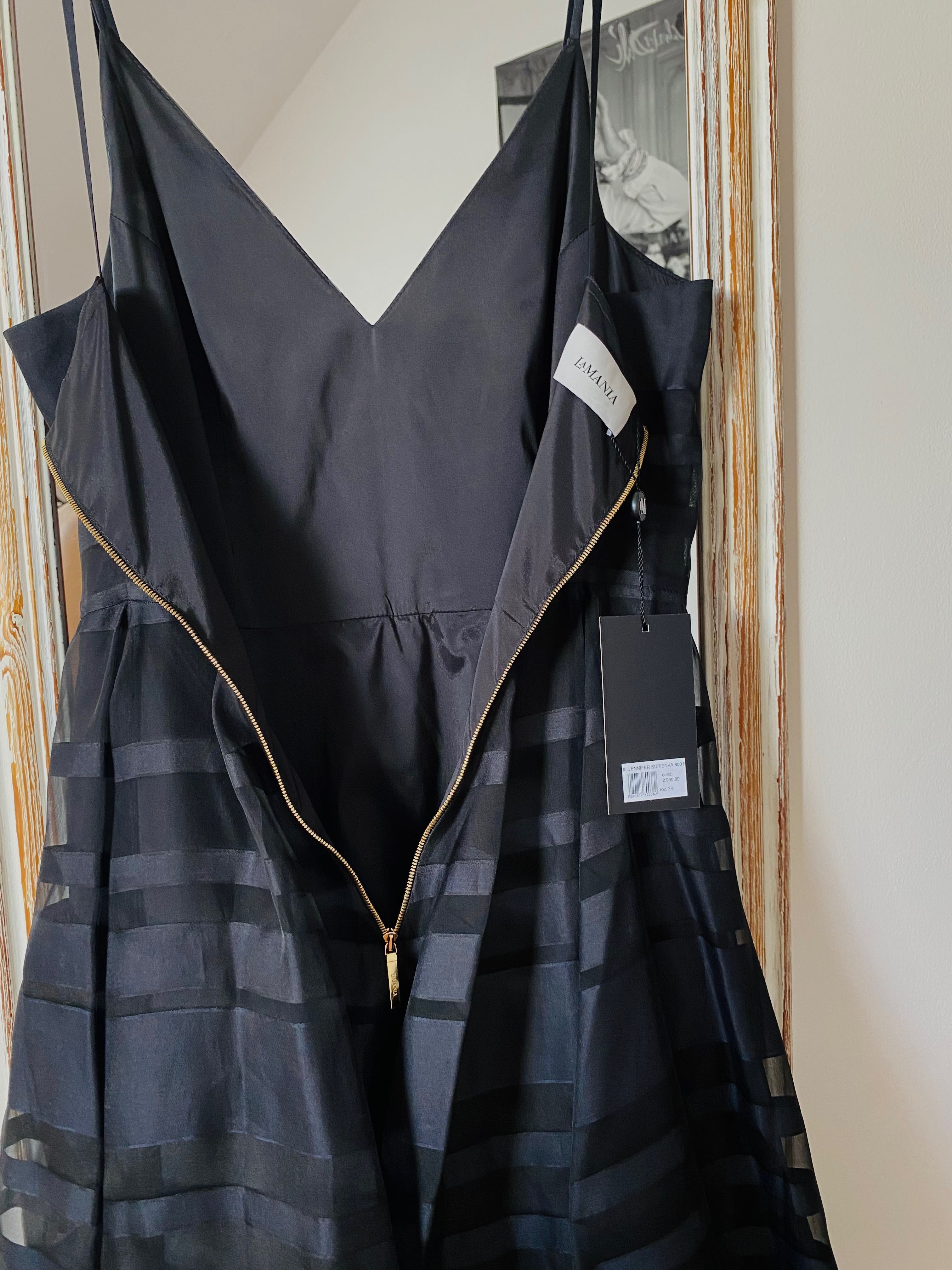 NOWA Sukienka mini elegancka wieczorowa imprezowa tiulowa La Mania M