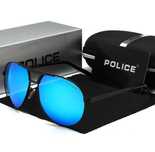 Óculos de sol Police polarizados haste metal pretos lente espelhada