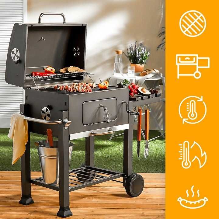 Nowoczesny Duży Grill Ogrodowy + Żeliwny Ruszt — HIT Sezonu!