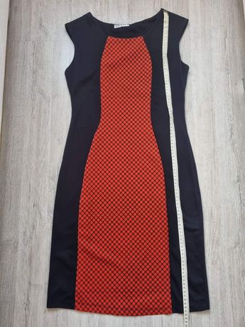 Sukienka M 38 czarno czerwona kratka elegancka wyjściowa
