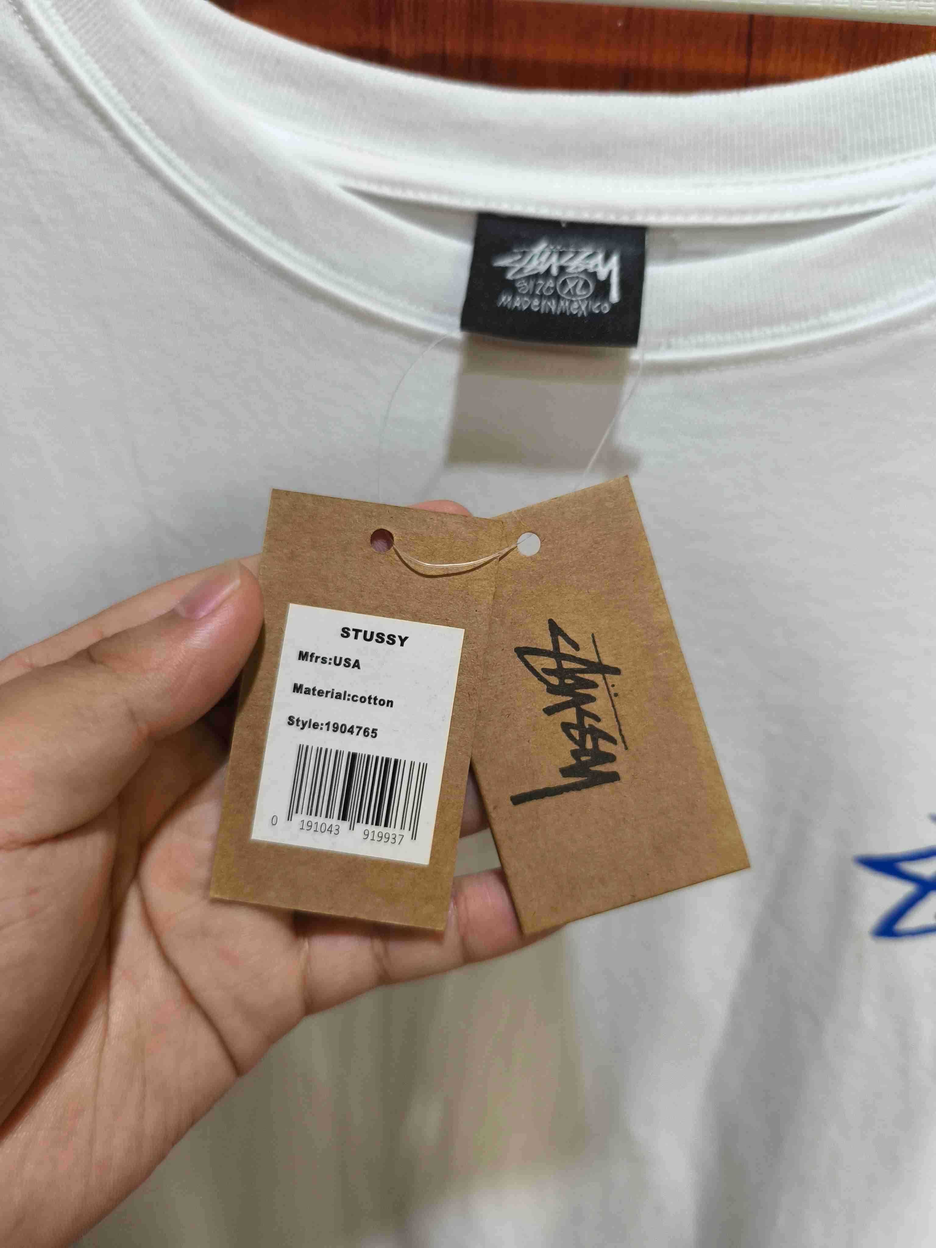 Stussy Męska Biała Koszulka z Nadrukiem Rozmiar XL