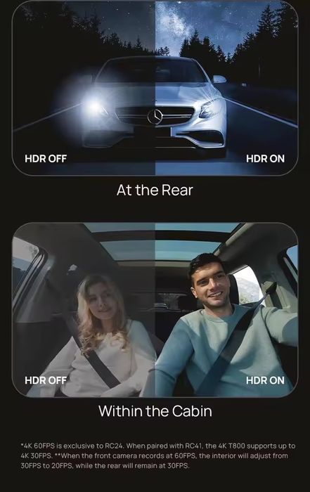 Акція! 70mai T800 + rc24+Up04+256Gb Відеореєстратор із салонною камер