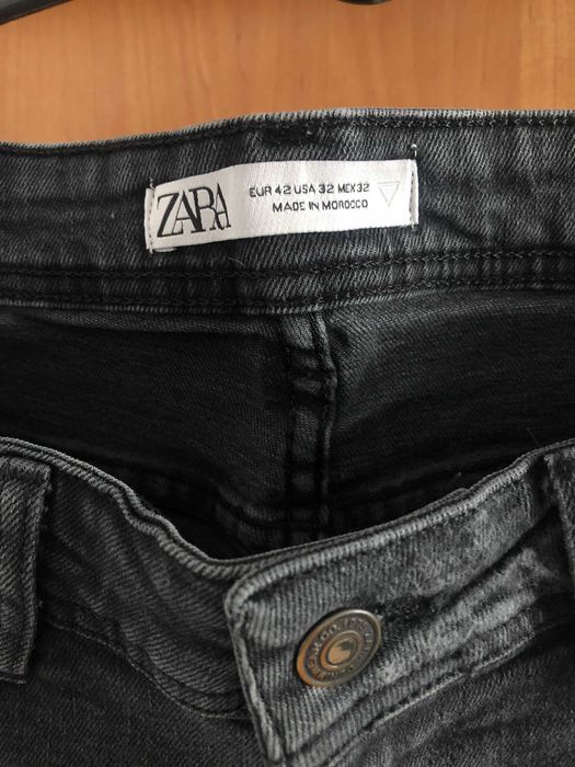 Jeansowe spodnie skinny grafitowe, czarne ZARA