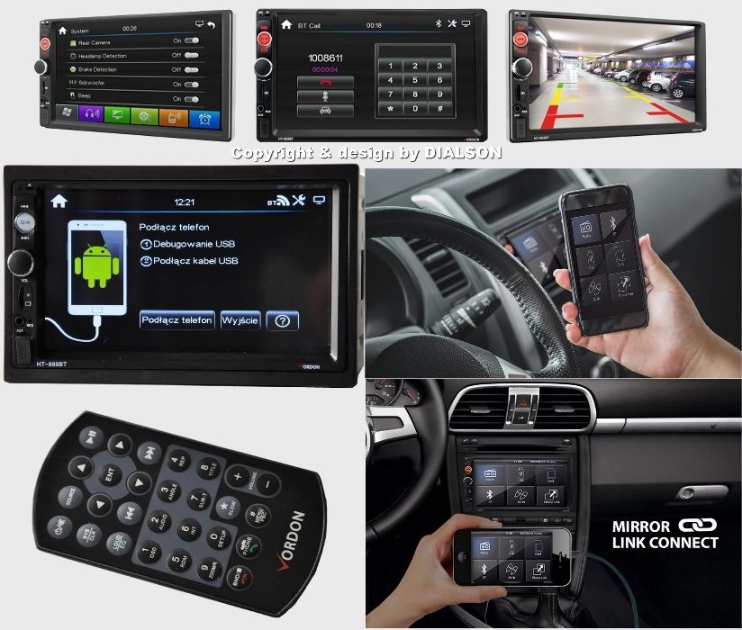 Nowe Radio Samochodowe VORDON 2DIN USB 7' HT-869BT BLUETOOTH 4 x 45W