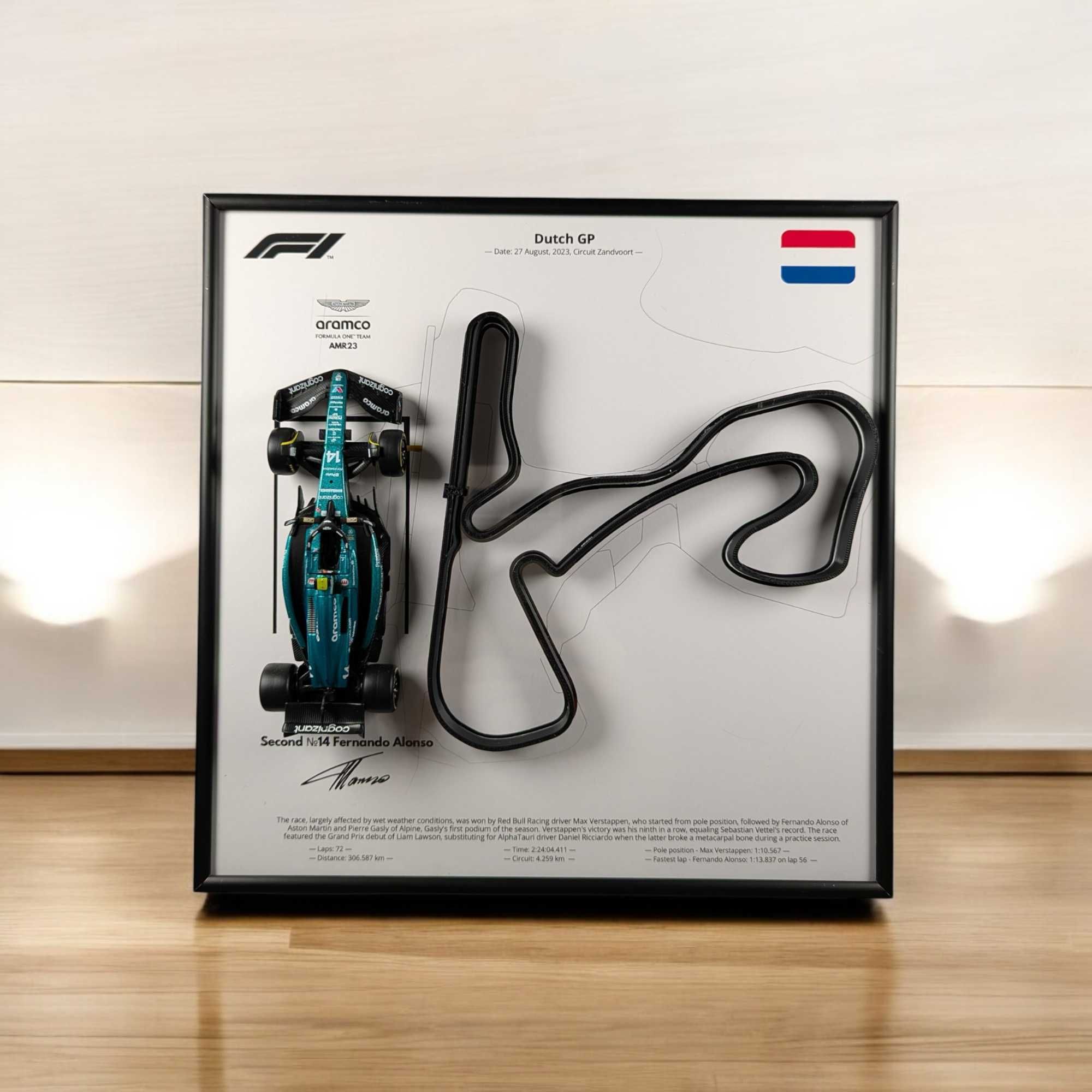 Bburago з Рамкою F1 (AMR23) 3D Траса Dutch GP 2023 #14 Fernando Alonso