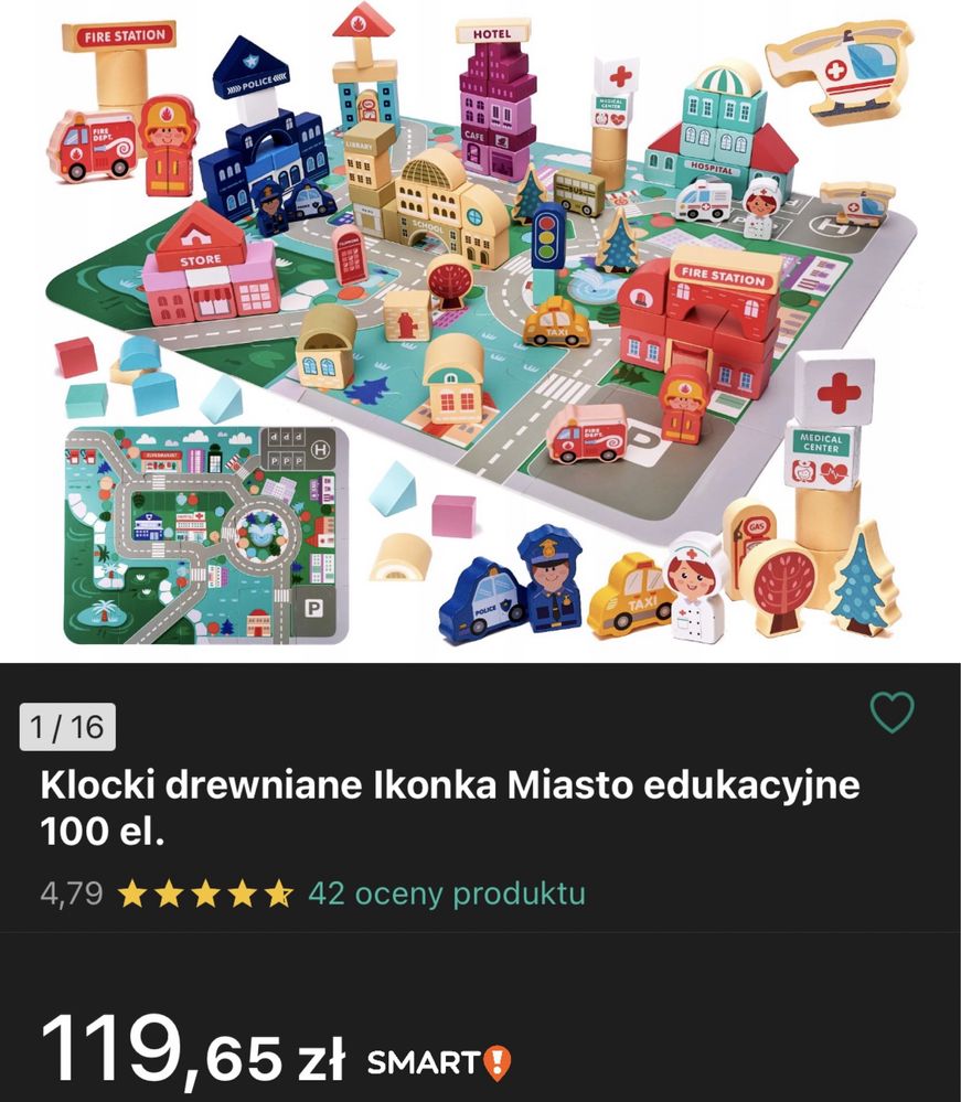 Klocki drewniane miasto sorter wiaderko