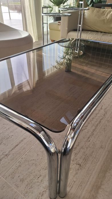 Duży Stolik art deco, bauhaus chrom szklo
