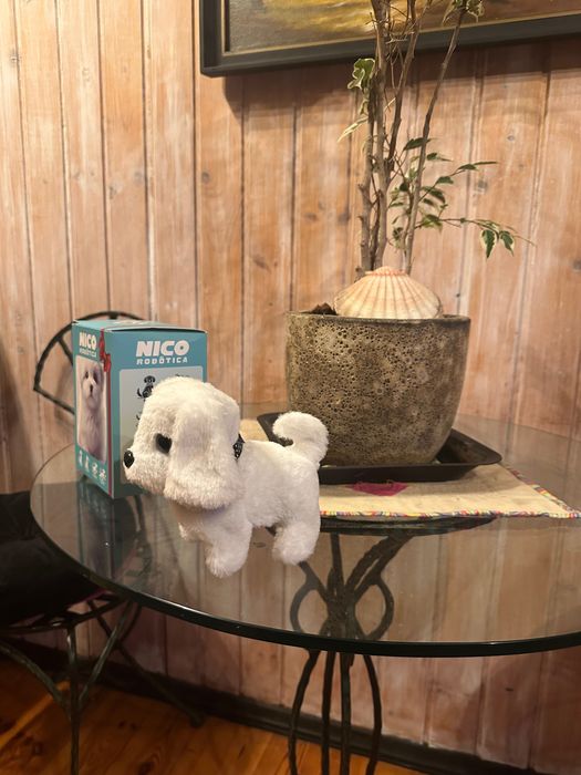 Pies pluszowy biały maskotka interaktywna PROMOCJA Mikołaj Święta