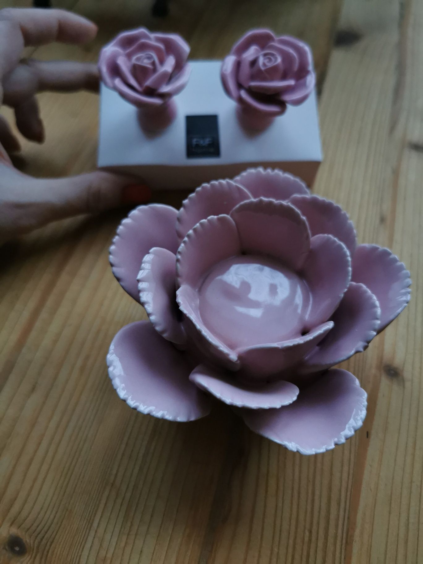 Komplet T-Light + 2 uchwyty do mebli różowy kwiat, pokój dziewczęcy