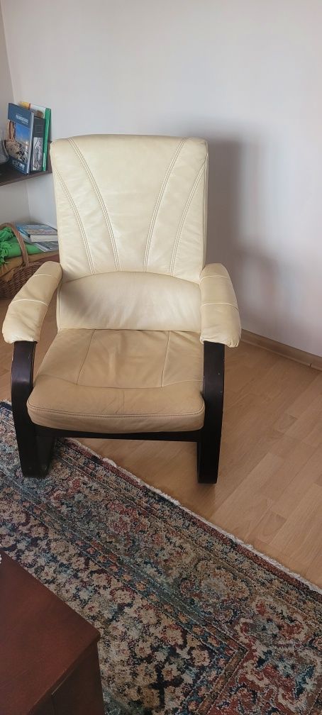 Zestaw mebli, sofa + 2 fotele z naturalnej skóry