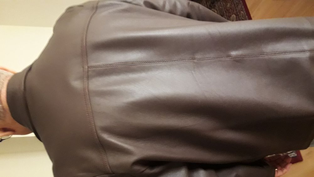 Casaco cabedal genuino para homem castanho escuro xl grande